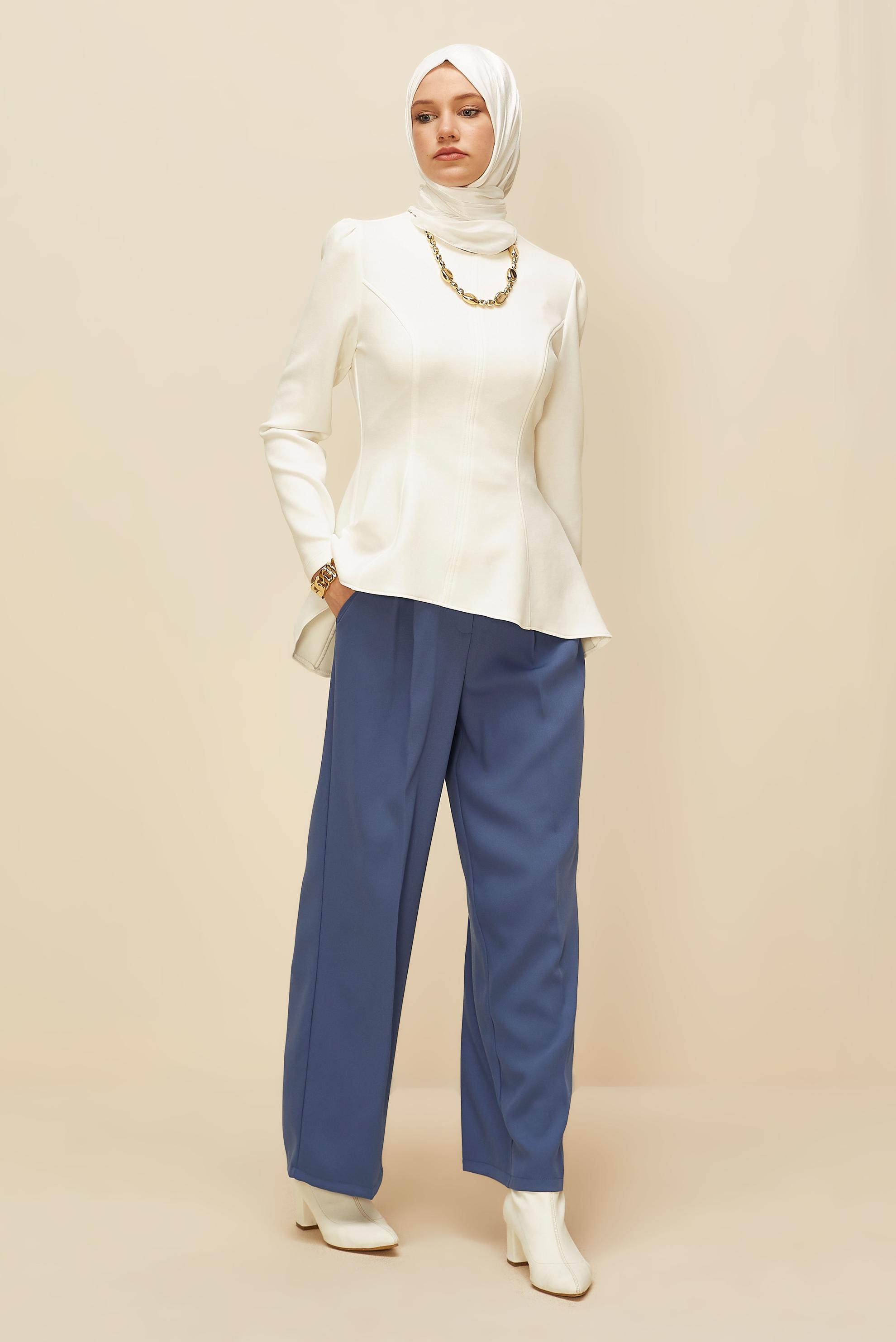 Vêtements hijab BLEU MARINE PANTALON TAILLE ÉLASTIQUE 70905