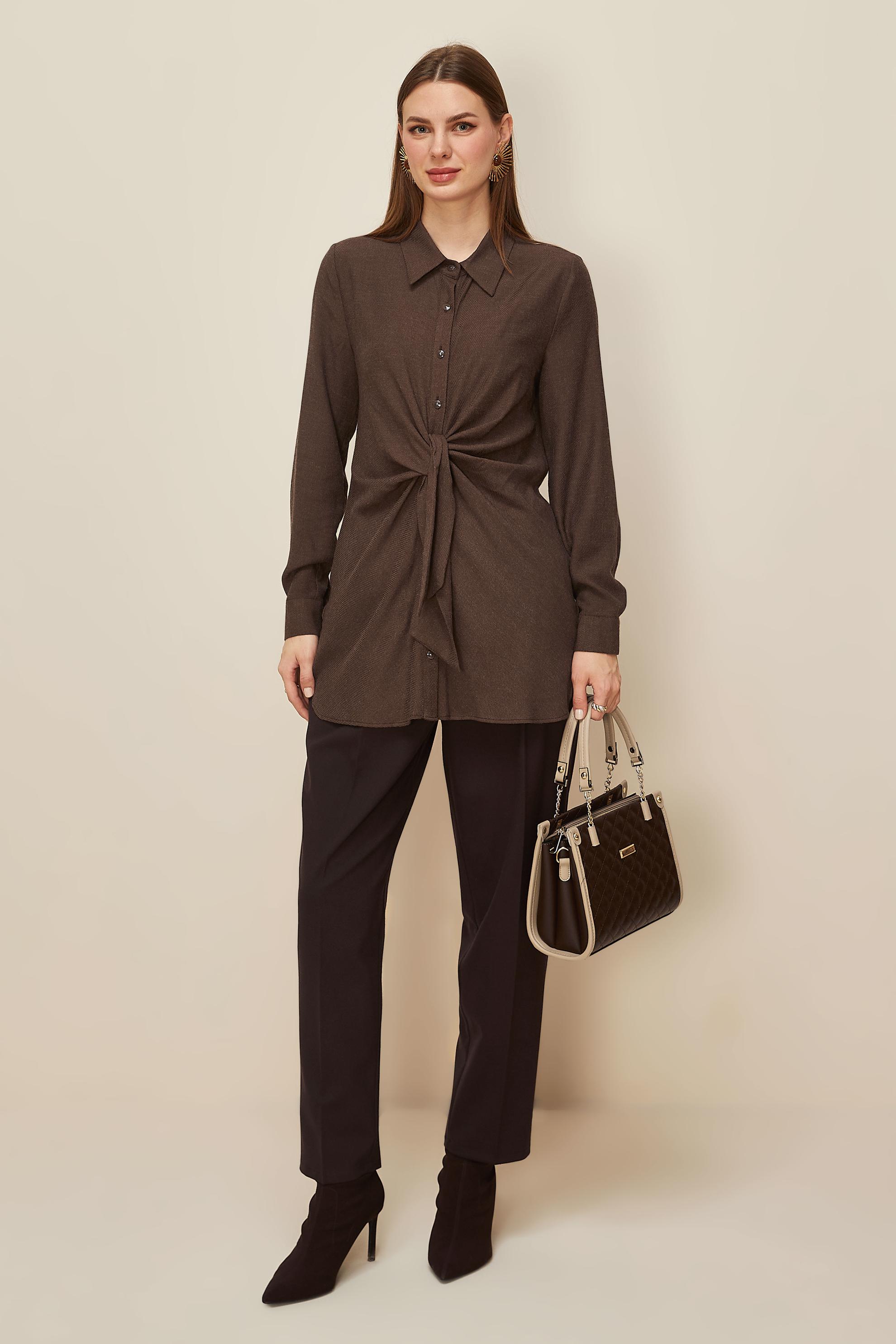 Tesettür giyim KAHVE CEP DETAYLI PANTOLON 70907