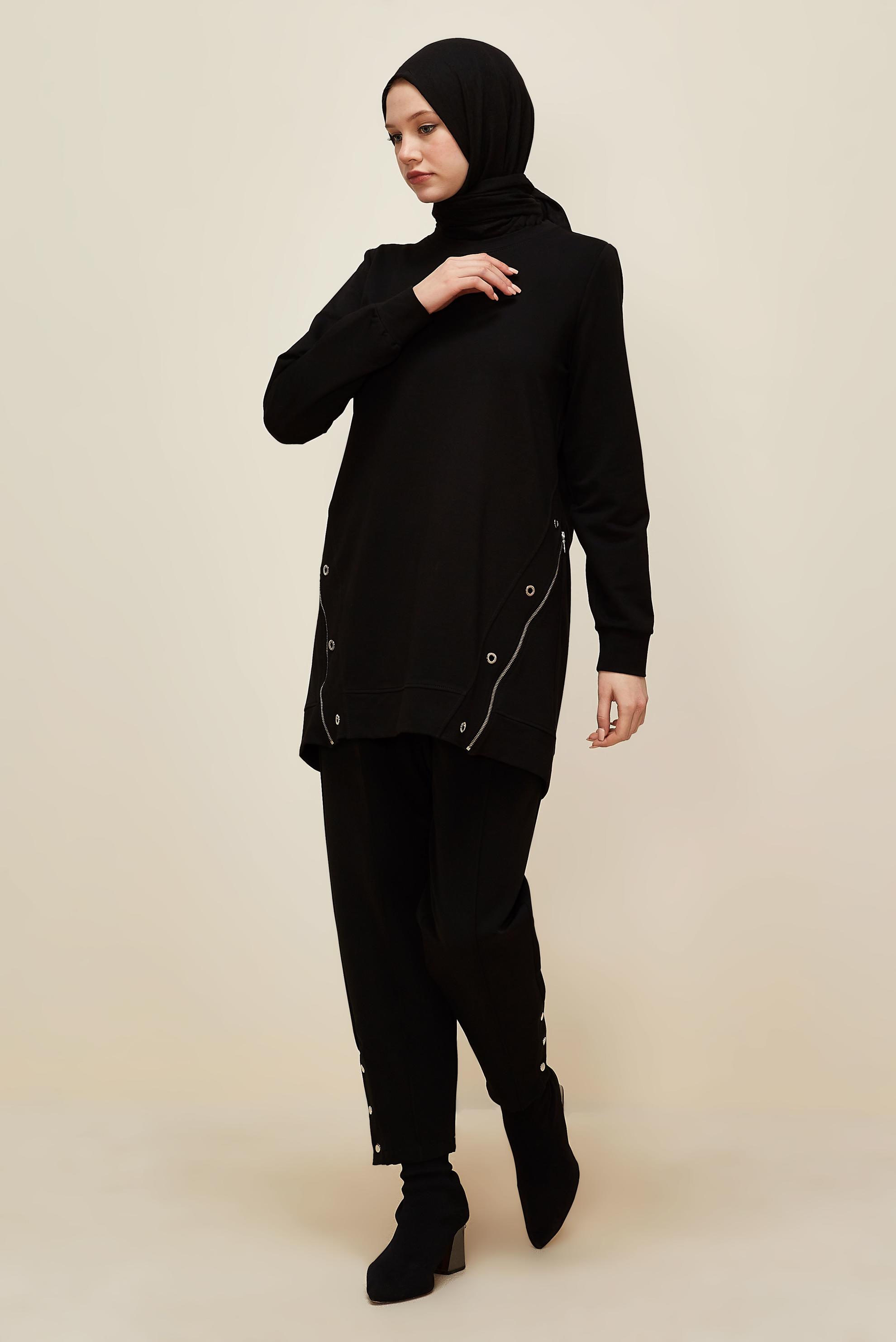 Hijab clothing BLACK SNAPPED TROUSERS 70908