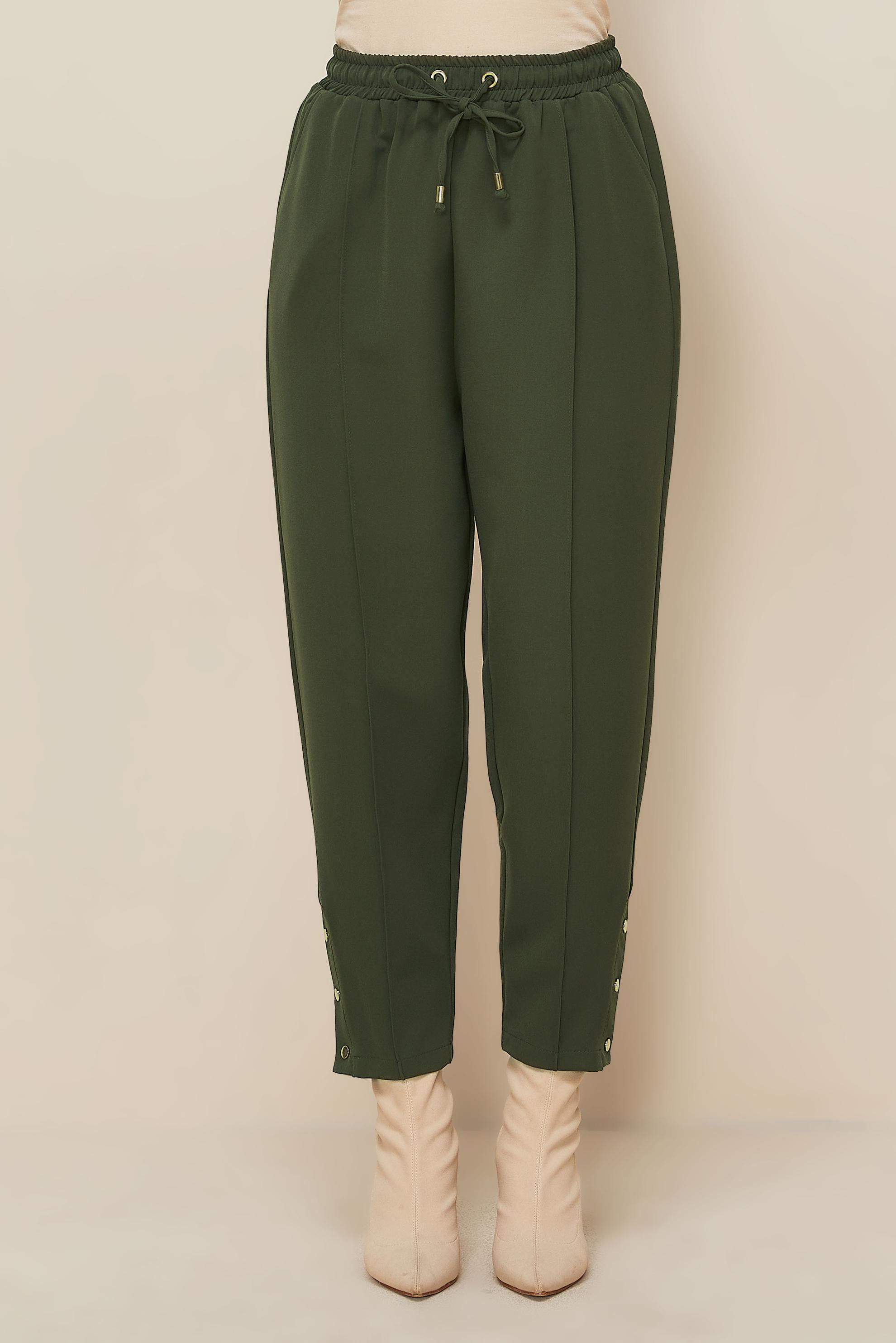 Vêtements hijab KAKI PANTALON DÉTAILLÉ À PRESSION 70908