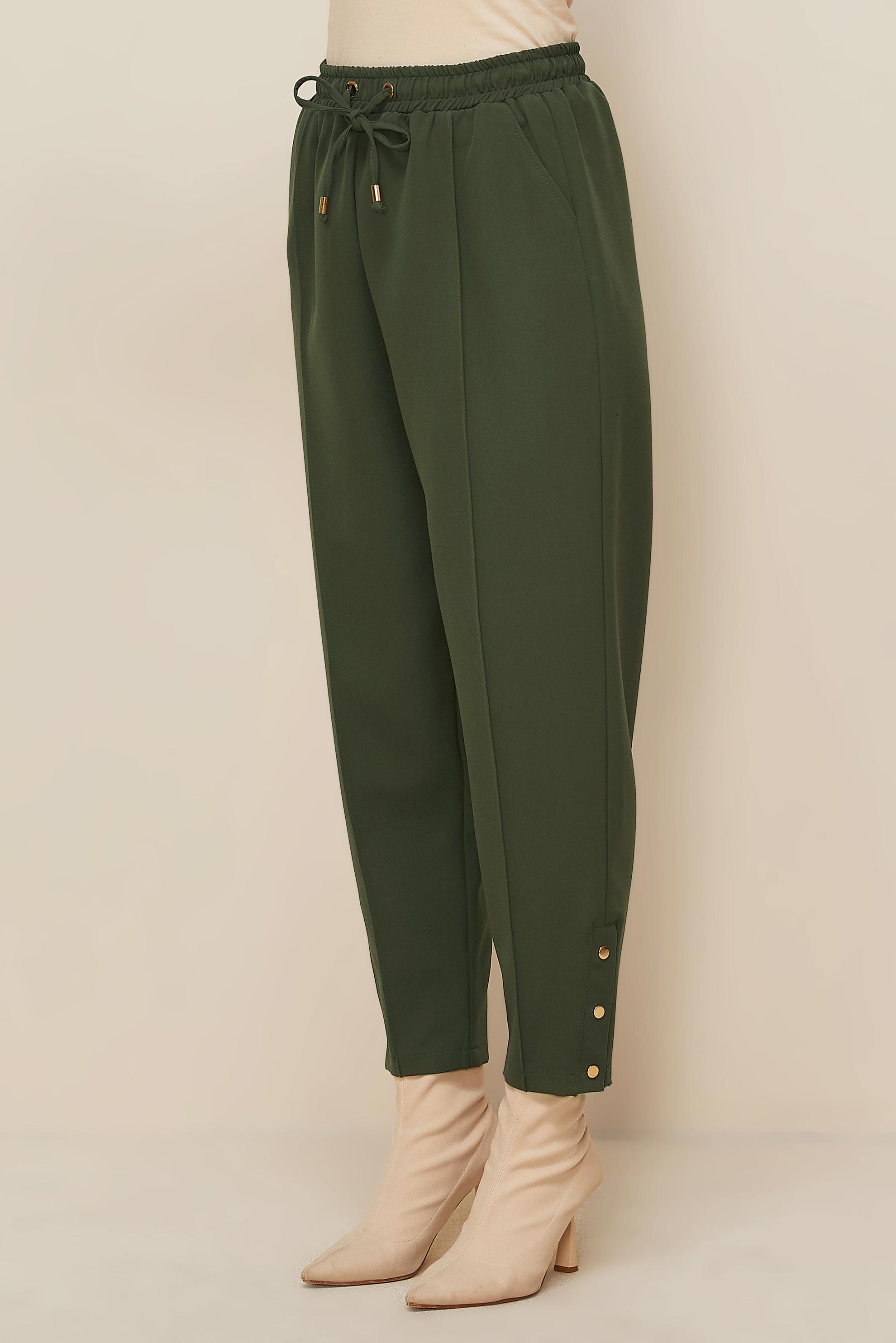 Vêtements hijab KAKI PANTALON DÉTAILLÉ À PRESSION 70908