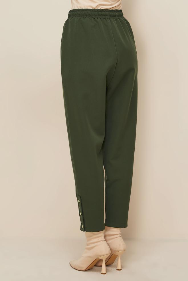 Vêtements hijab KAKI PANTALON DÉTAILLÉ À PRESSION 70908 - ALVİNA