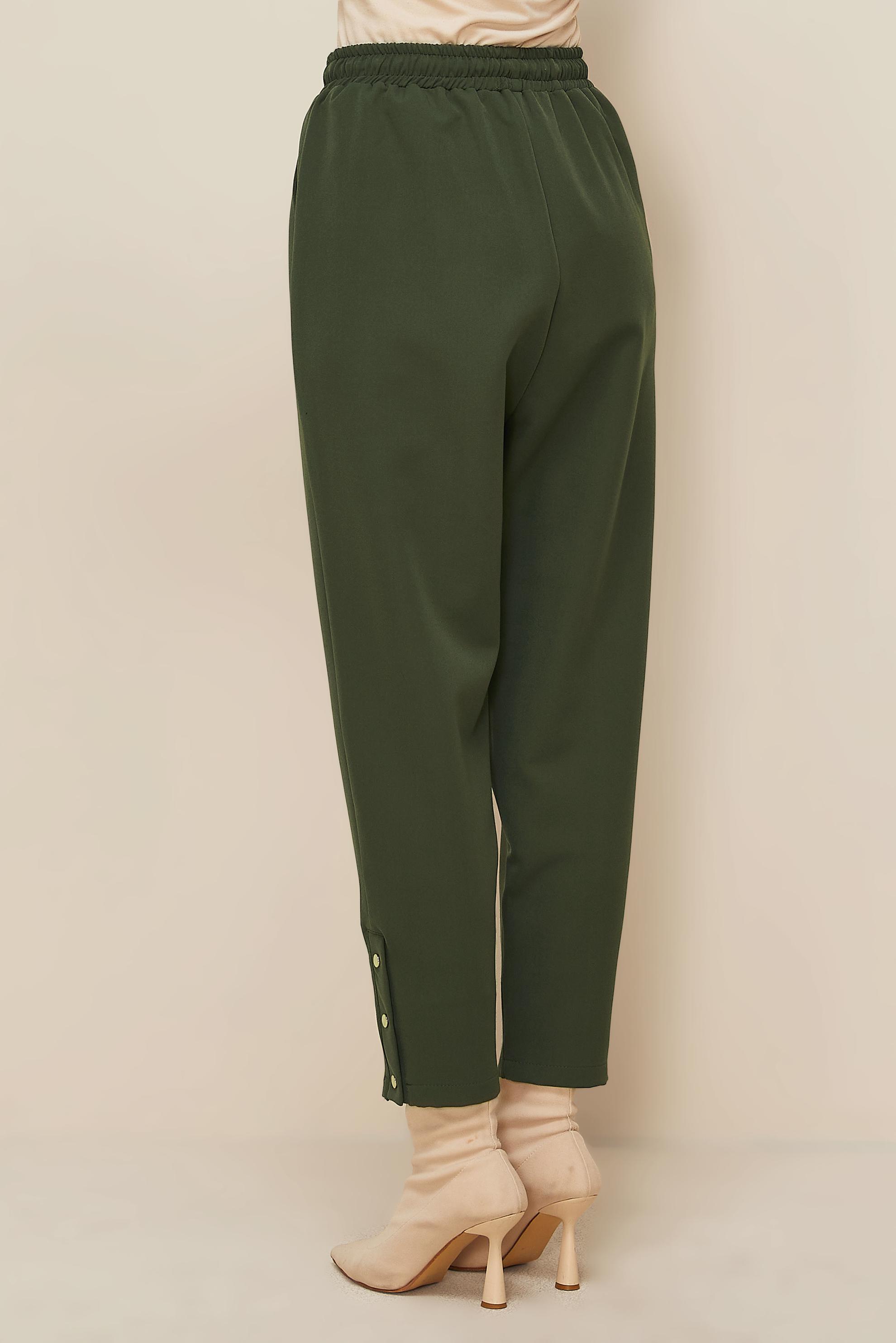 Vêtements hijab KAKI PANTALON DÉTAILLÉ À PRESSION 70908