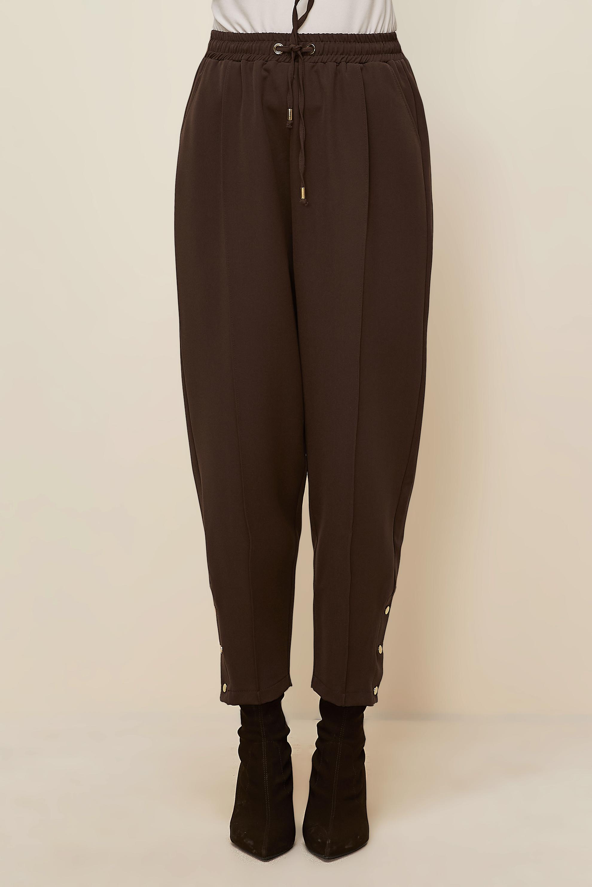 Vêtements hijab BRUN PANTALON DÉTAILLÉ À PRESSION 70908
