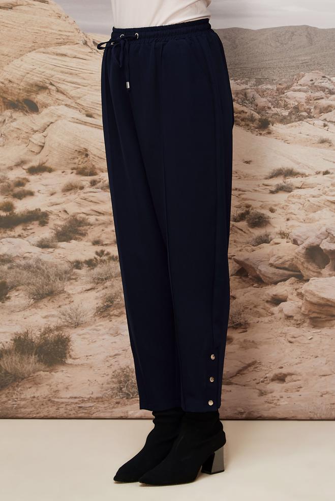 Vêtements hijab BLEU MARINE PANTALON DÉTAILLÉ À PRESSION 70908 - ALVİNA