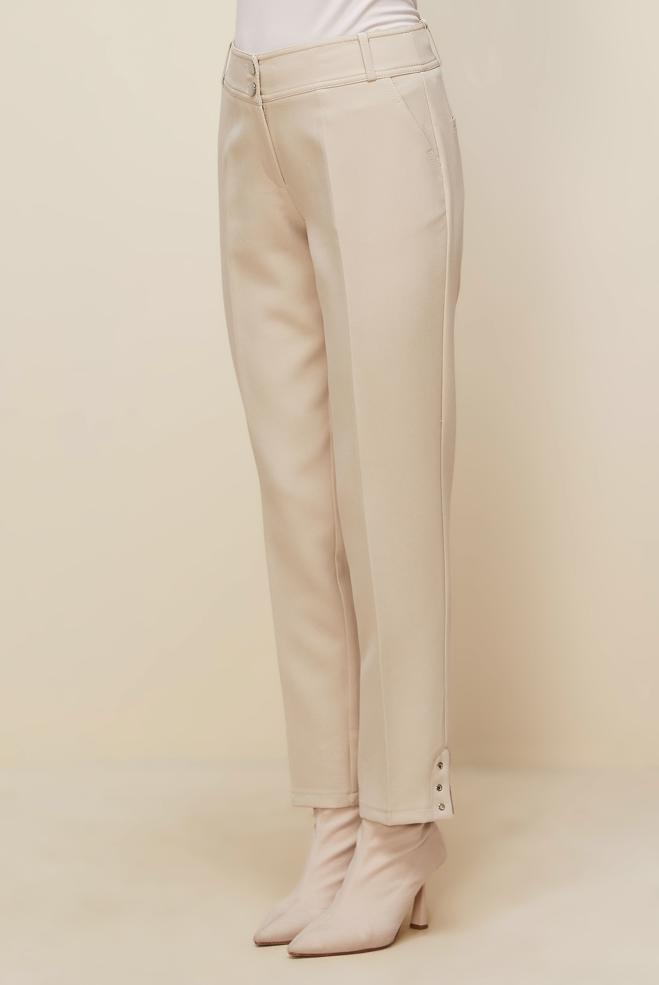 Tesettür giyim BEJ YIRTMAÇ DETAYLI PANTOLON 70909 - ALVİNA