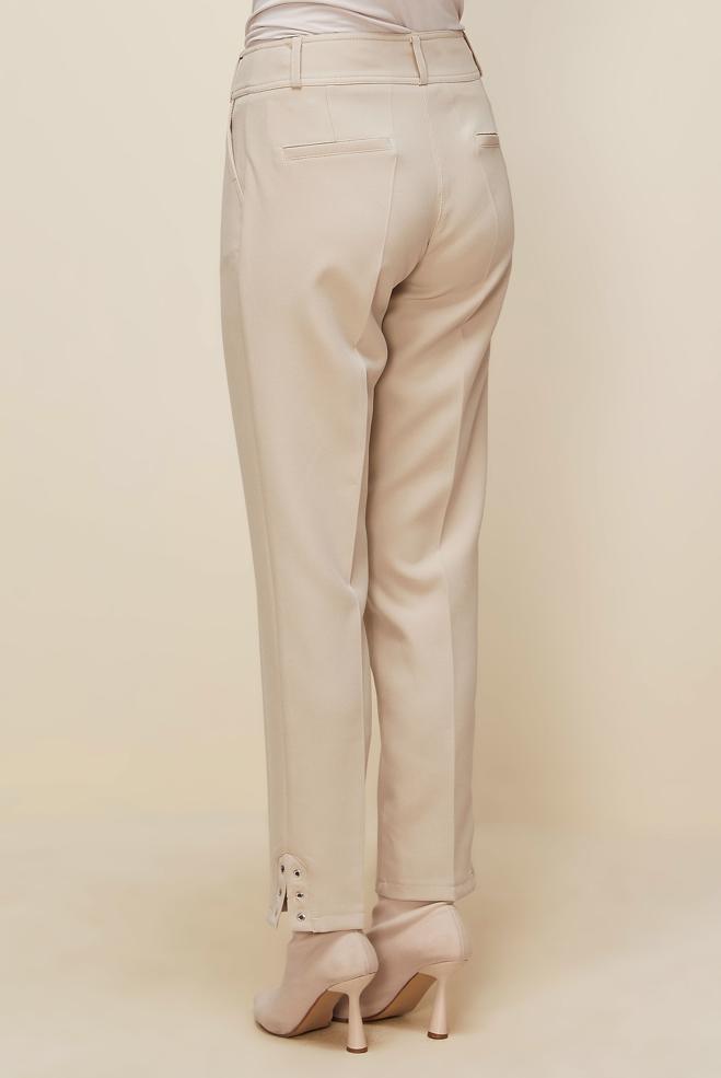 Tesettür giyim BEJ YIRTMAÇ DETAYLI PANTOLON 70909 - ALVİNA