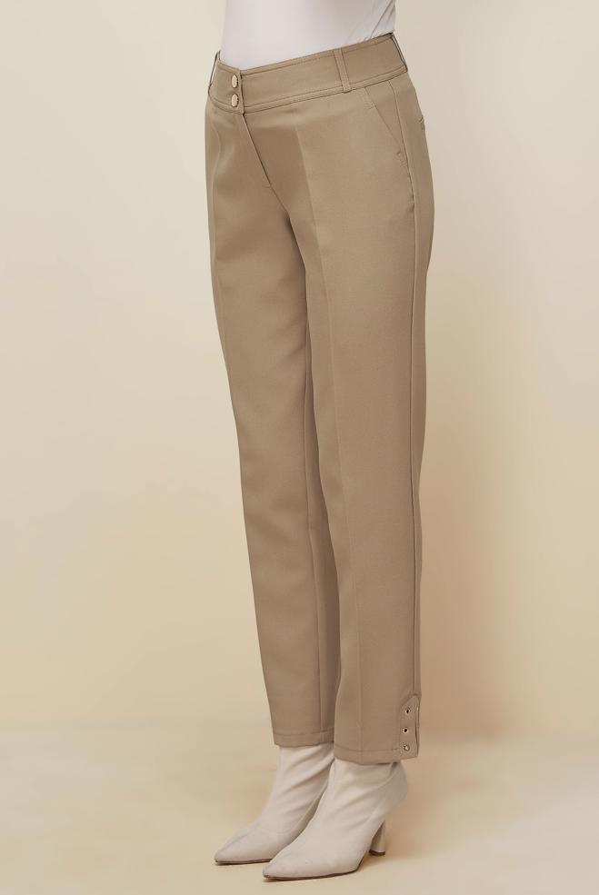 Vêtements hijab SABLE PANTALON DÉTAILLÉ FENDU 70909 - ALVİNA