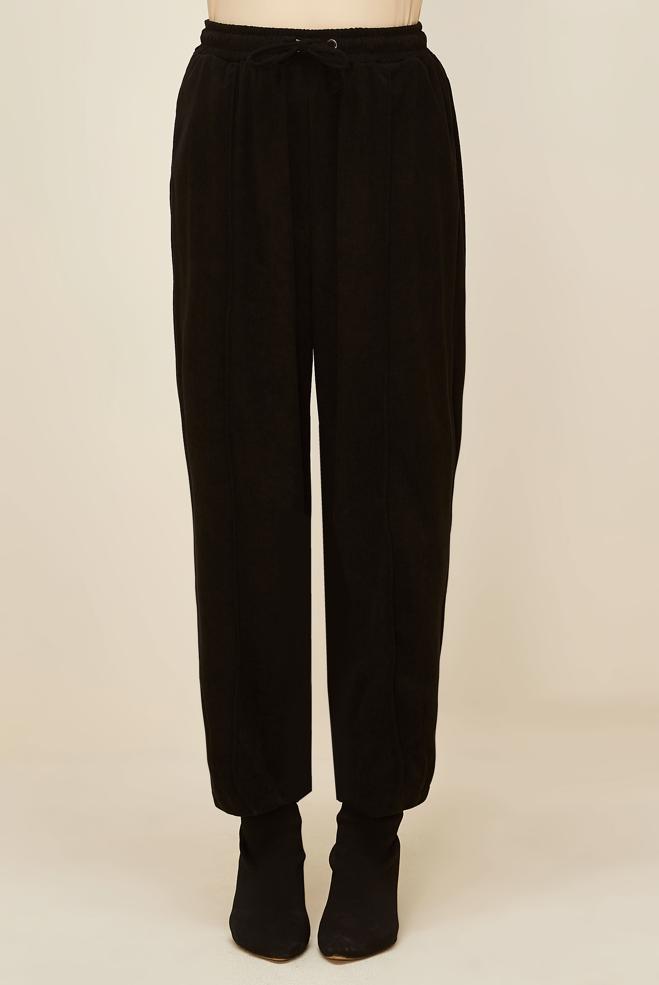 Vêtements hijab NOIR PANTALON EN VELOURS 70910 - ALVİNA