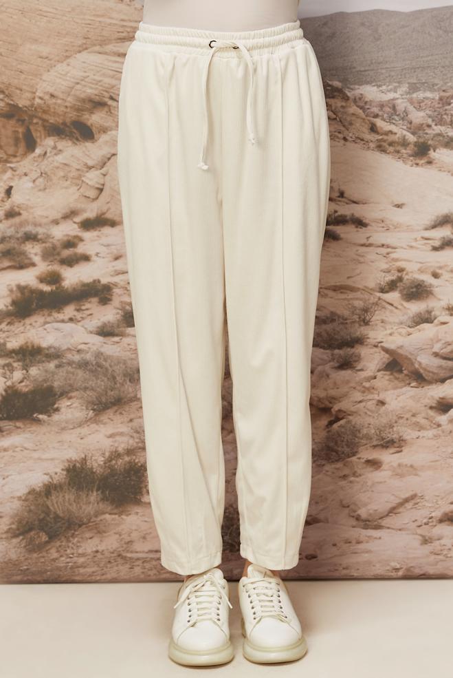 Vêtements hijab BLANC PANTALON EN VELOURS 70910 - ALVİNA
