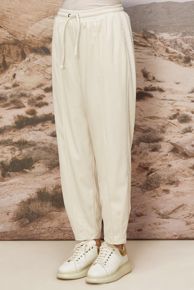 Vêtements hijab BLANC PANTALON EN VELOURS 70910 - ALVİNA