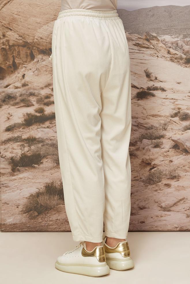Vêtements hijab BLANC PANTALON EN VELOURS 70910 - ALVİNA