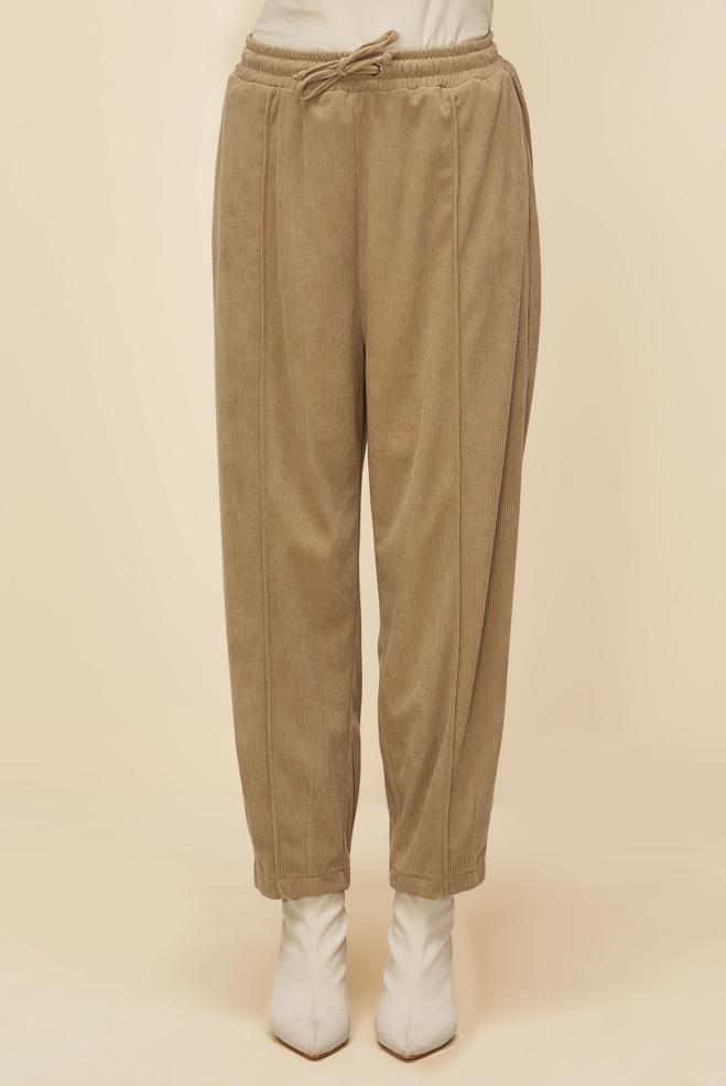 Vêtements hijab BRUN PANTALON EN VELOURS 70910 - ALVİNA