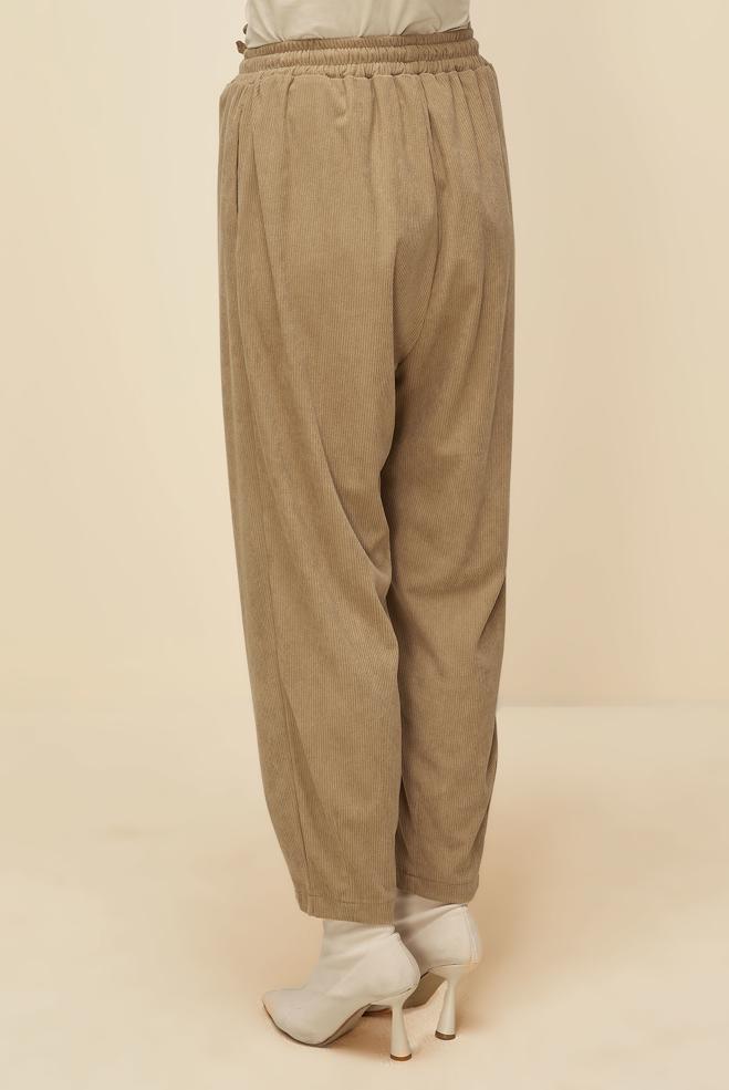 Vêtements hijab BRUN PANTALON EN VELOURS 70910 - ALVİNA