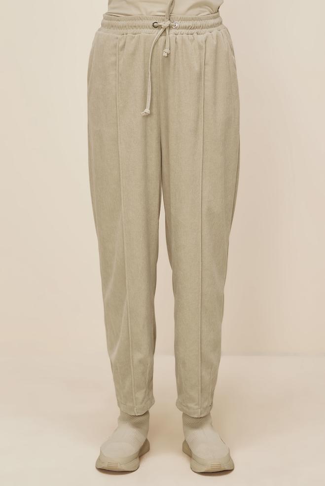 Vêtements hijab BEIGE PANTALON EN VELOURS 70910 - ALVİNA