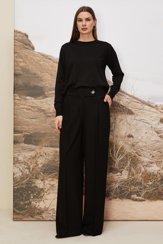 Tesettür giyim SİYAH 70911 KARDELEN PANTOLON  38-46 TEK40 - ALVİNA