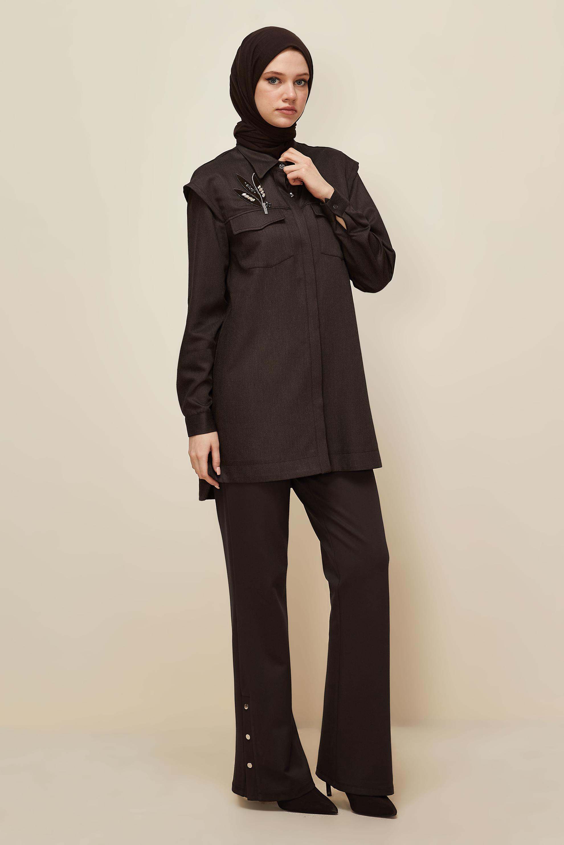 Hijab clothing BROWN SNAPPED TROUSERS 70912