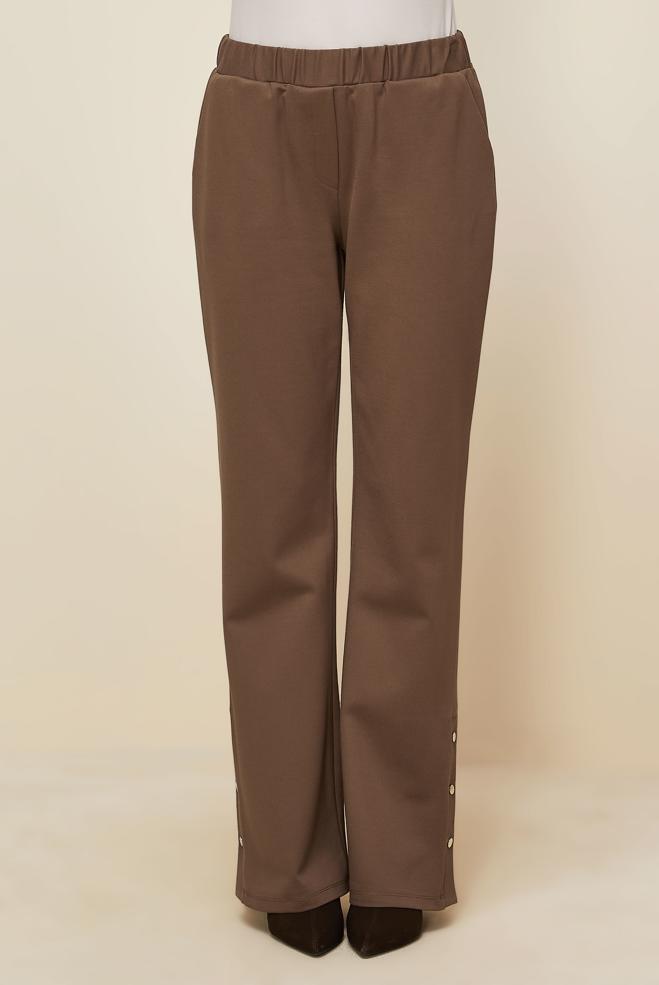 Vêtements hijab BRUN PANTALON DÉTAILLÉ À PRESSION 70912 - ALVİNA