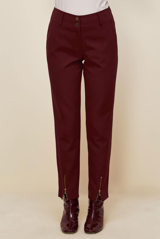 Vêtements hijab ROUGE BORDEAUX PANTALON DÉTAILLÉ À GLISSIÈRE 70913 - ALVİNA