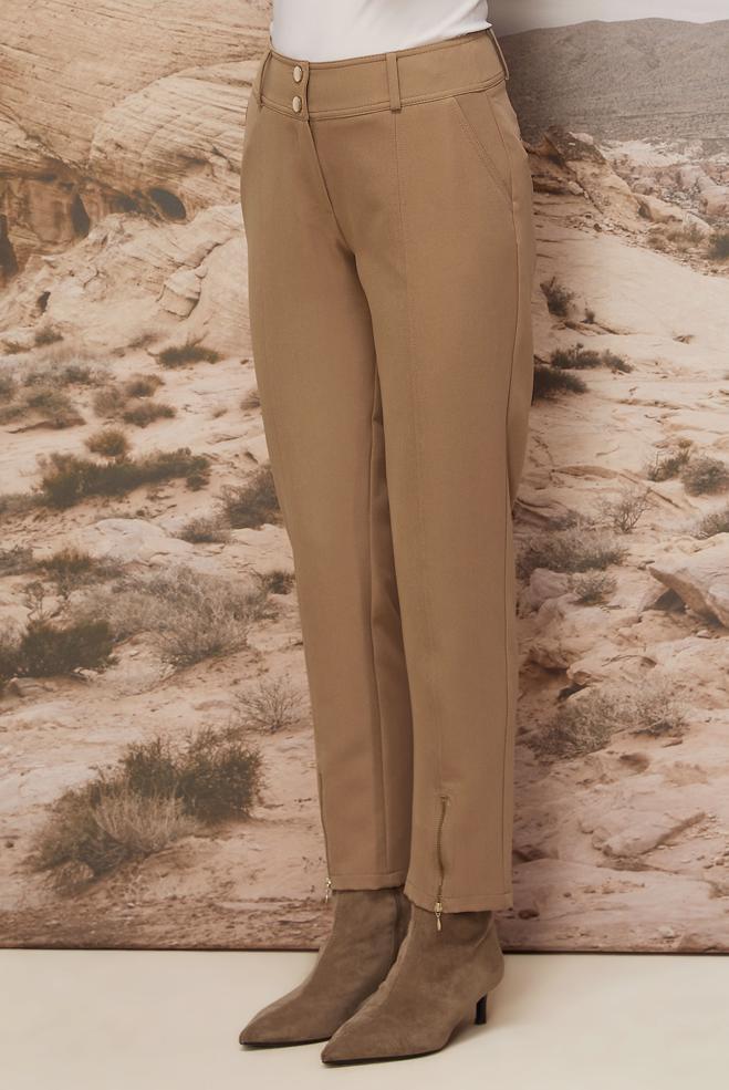 Vêtements hijab BEIGE PANTALON DÉTAILLÉ À GLISSIÈRE 70913 - ALVİNA