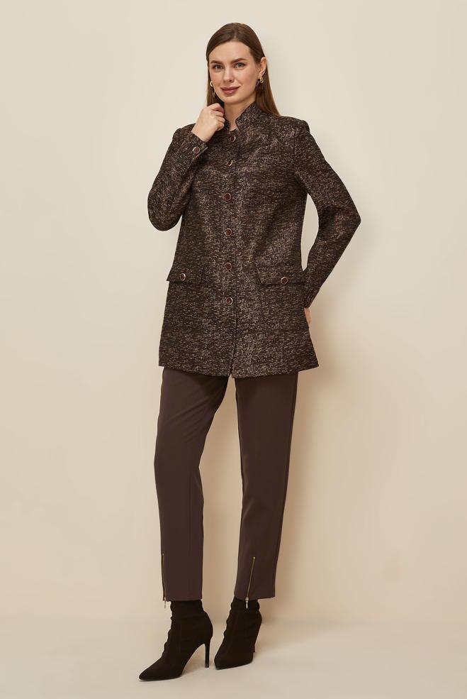 Tesettür giyim KAHVE FERMUAR DETAYLI PANTOLON 70913 - ALVİNA