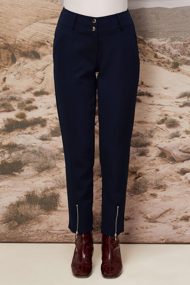 Vêtements hijab BLEU MARINE PANTALON DÉTAILLÉ À GLISSIÈRE 70913 - ALVİNA