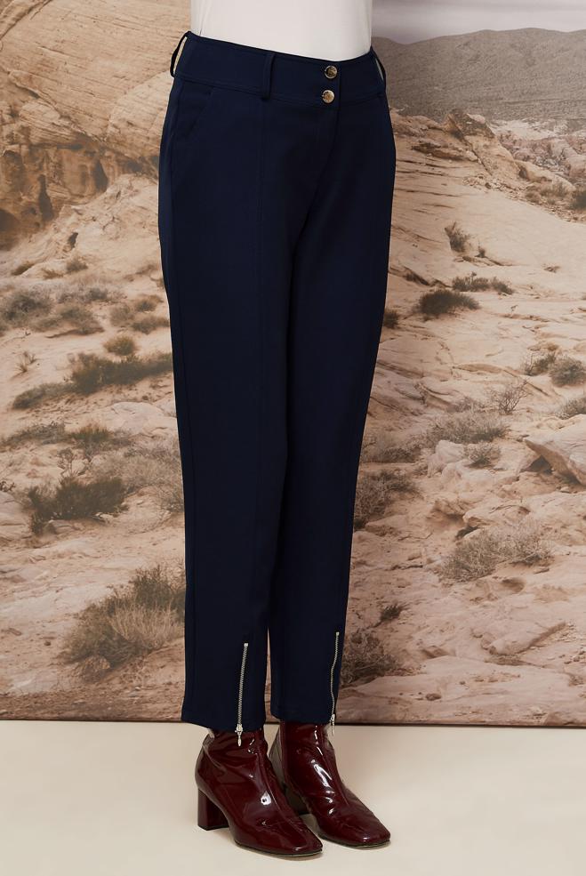 Vêtements hijab BLEU MARINE PANTALON DÉTAILLÉ À GLISSIÈRE 70913 - ALVİNA