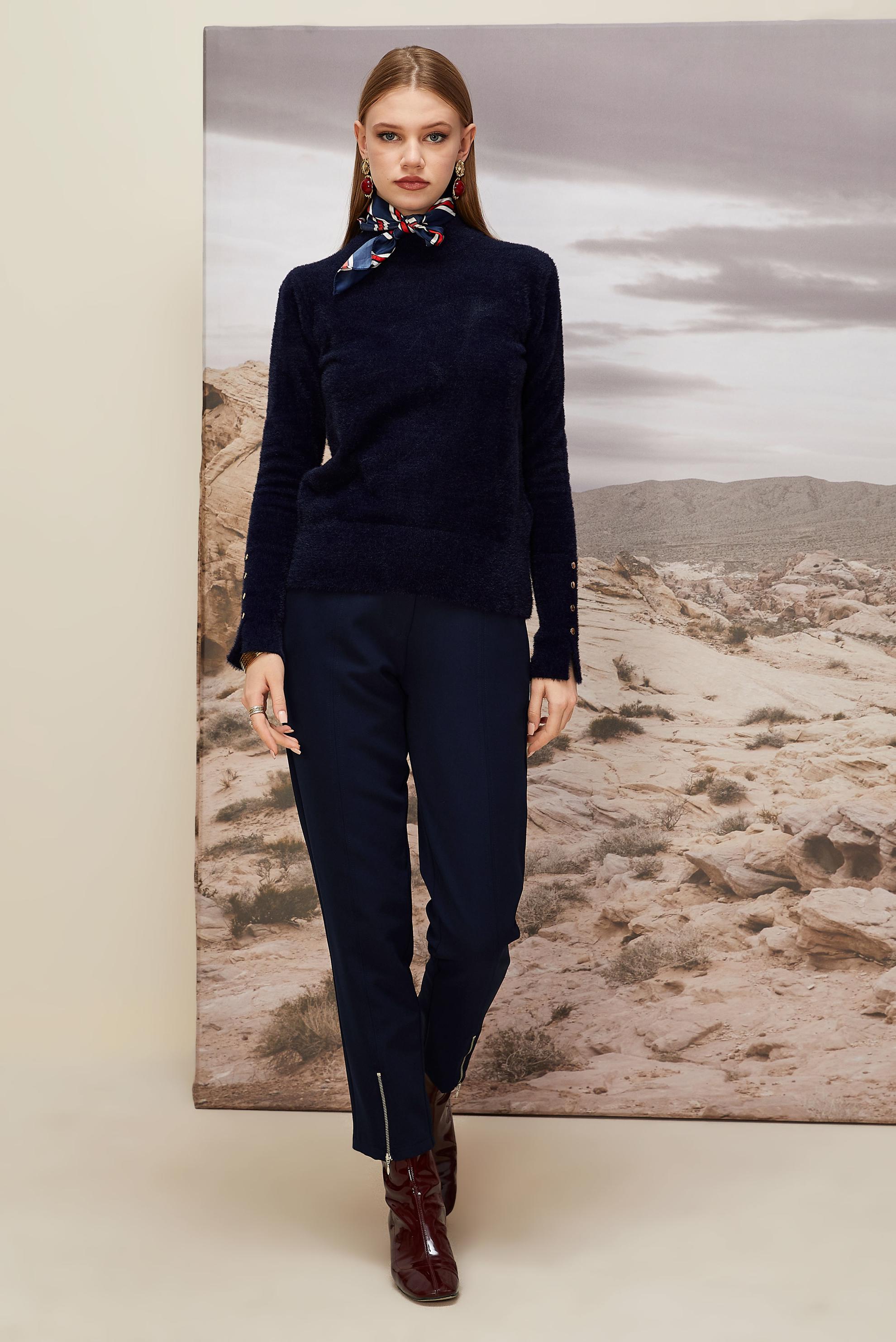 Vêtements hijab BLEU MARINE PANTALON DÉTAILLÉ À GLISSIÈRE 70913