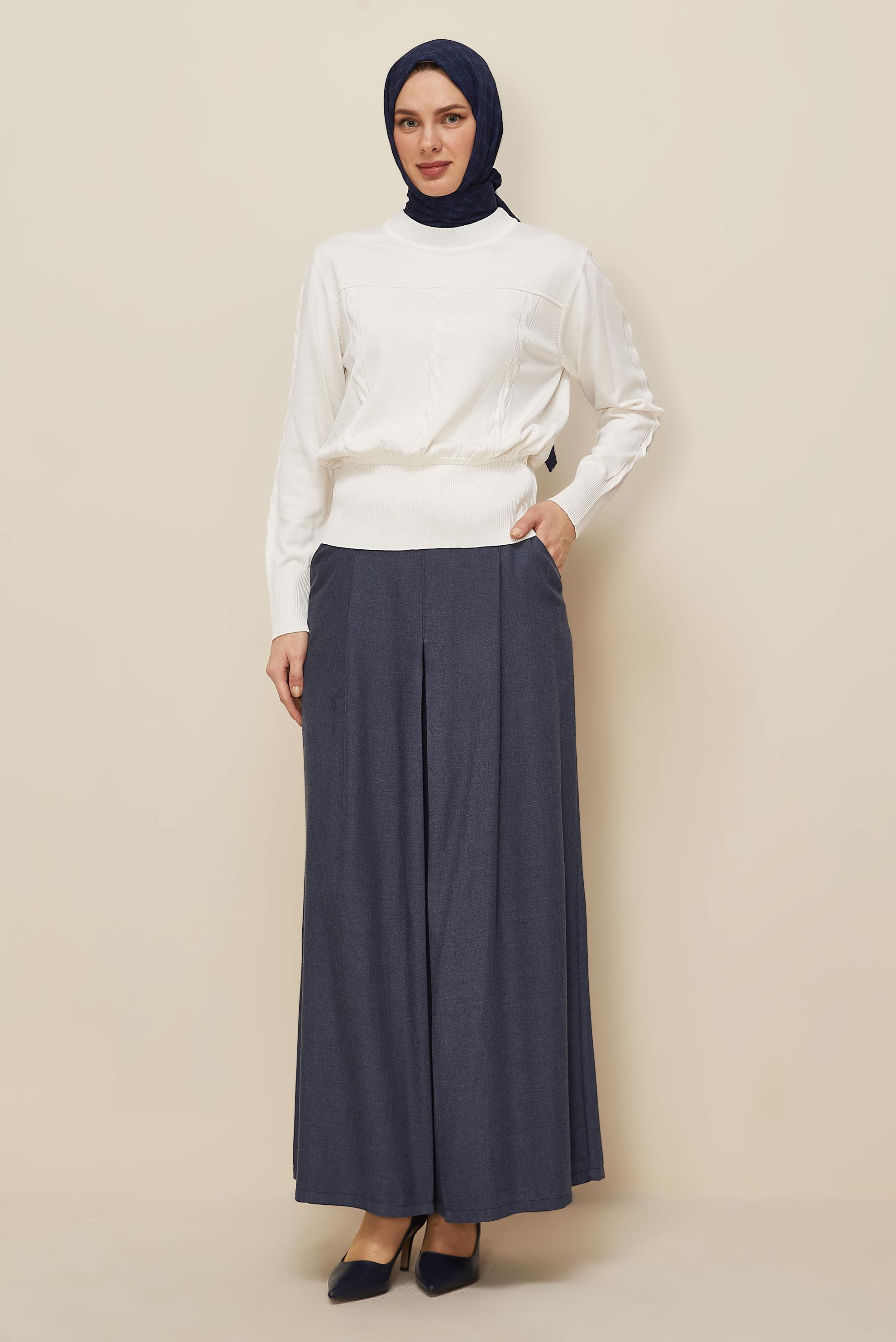 Vêtements hijab BLEU MARINE PANTALON FAÇON JUPE 70915