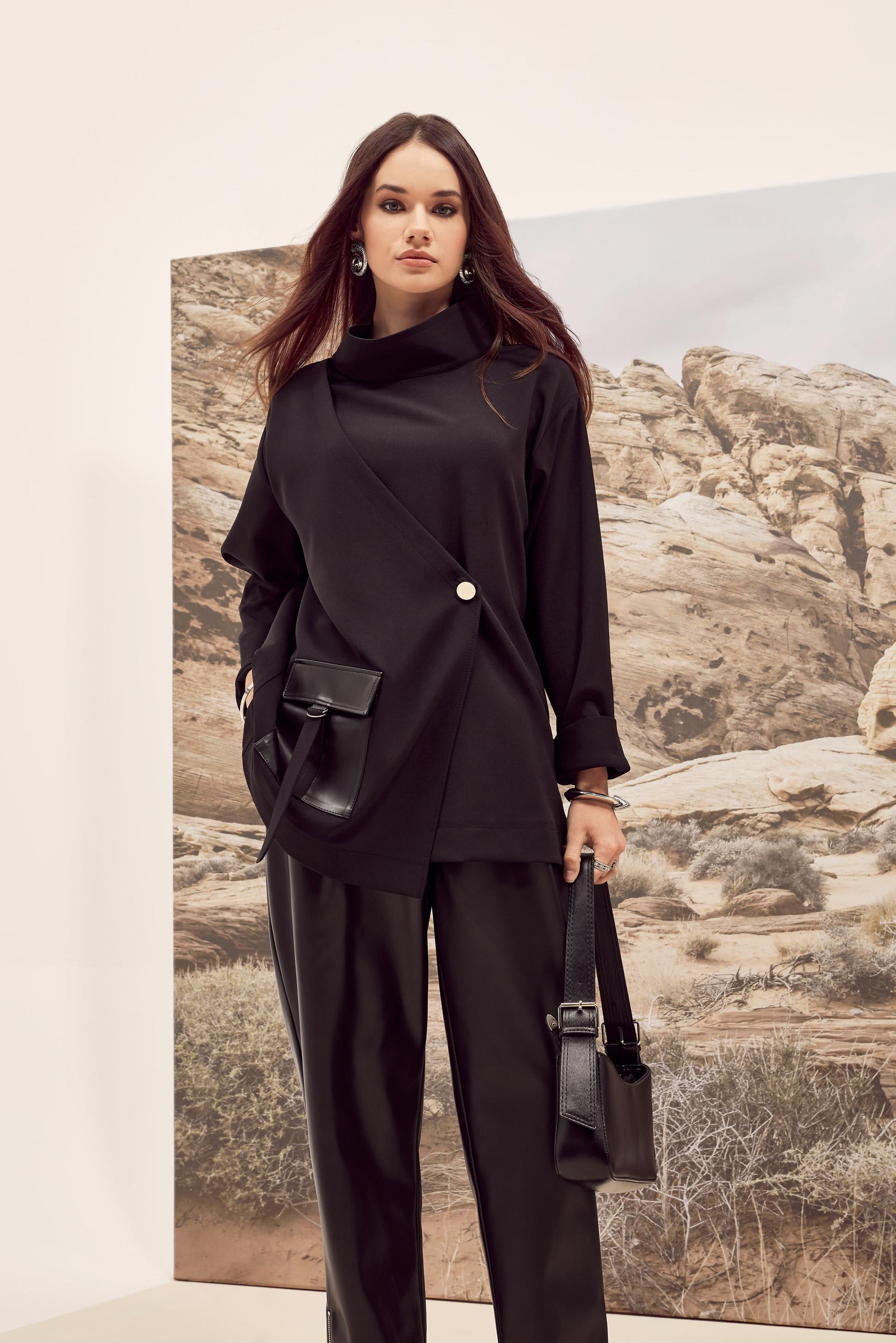 Vêtements hijab NOIR PANTALON EN SIMILI CUIR 70916