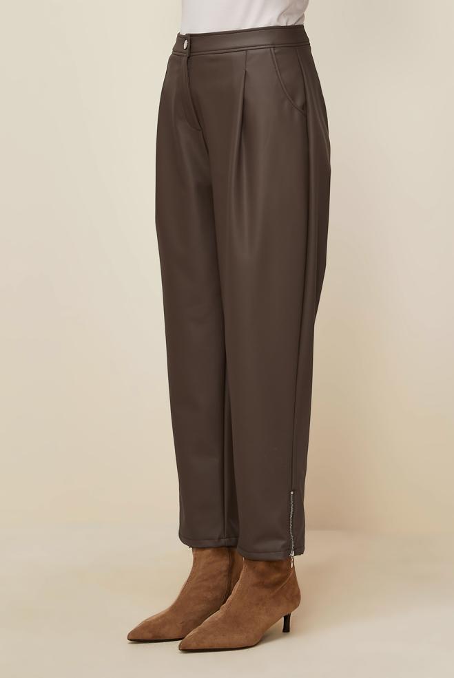 Vêtements hijab VISON PANTALON EN SIMILI CUIR 70916 - ALVİNA