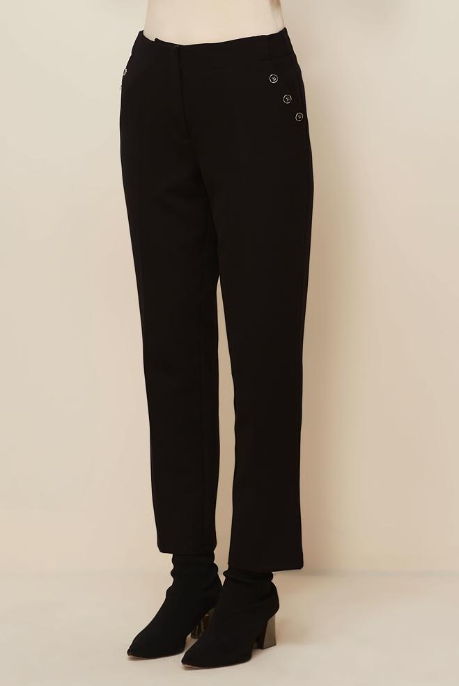 Vêtements hijab NOIR PANTALON COUPE DROITE 70919 - ALVİNA