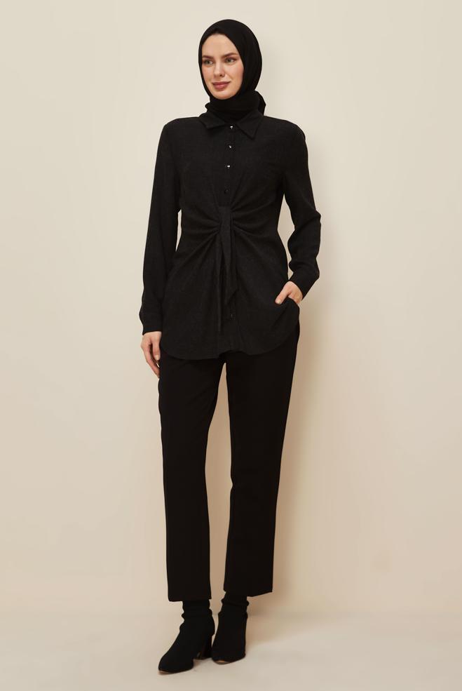 Vêtements hijab NOIR PANTALON COUPE DROITE 70919 - ALVİNA