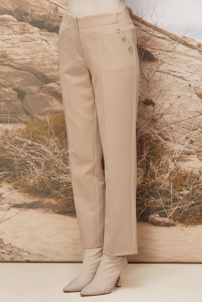 Hijab clothing BEIGE STRAIGHT CUT PANTS 70919 - ALVİNA