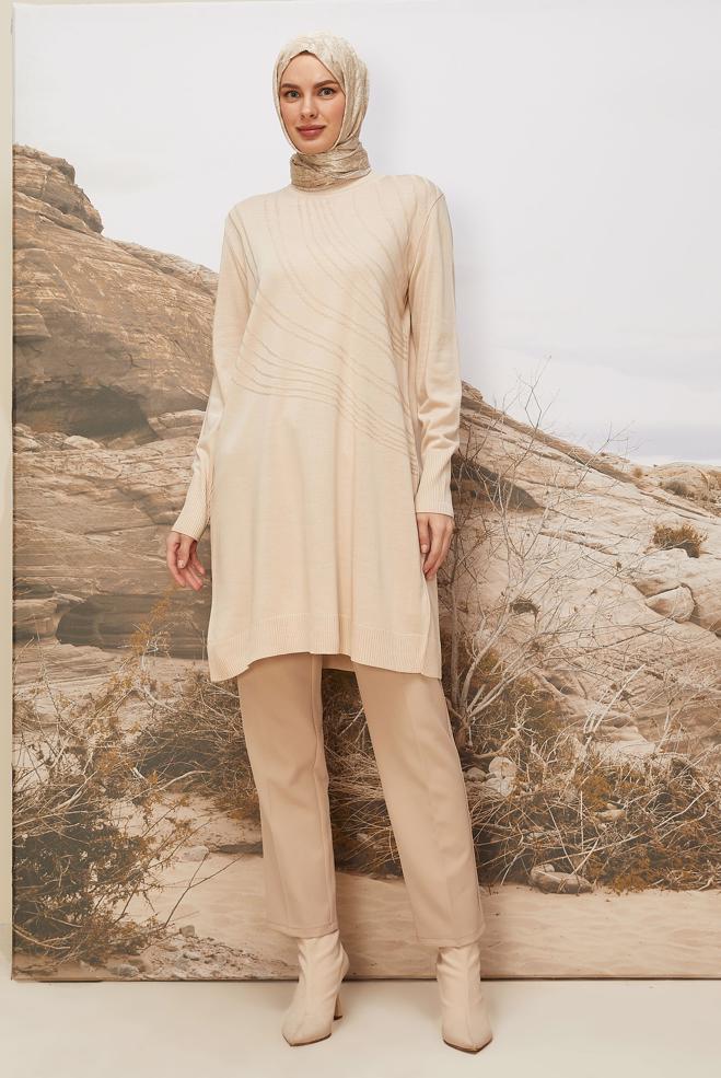 Hijab clothing BEIGE STRAIGHT CUT PANTS 70919 - ALVİNA