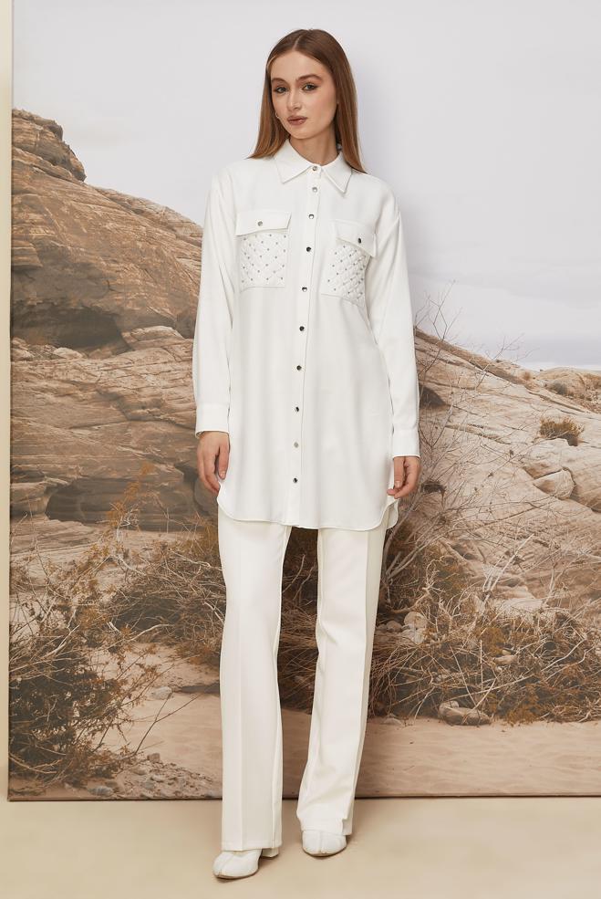 Hijab clothing WHITE STRAIGHT LEG PANTS 70920 - ALVİNA