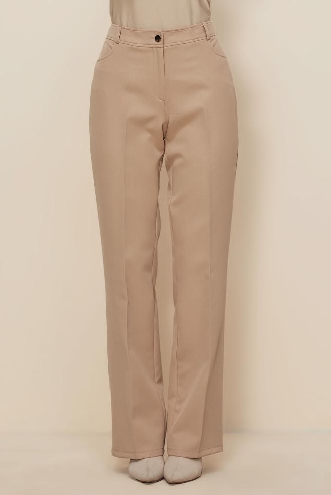 Tesettür giyim BEJ DÜZ PAÇA PANTOLON 70921 - ALVİNA