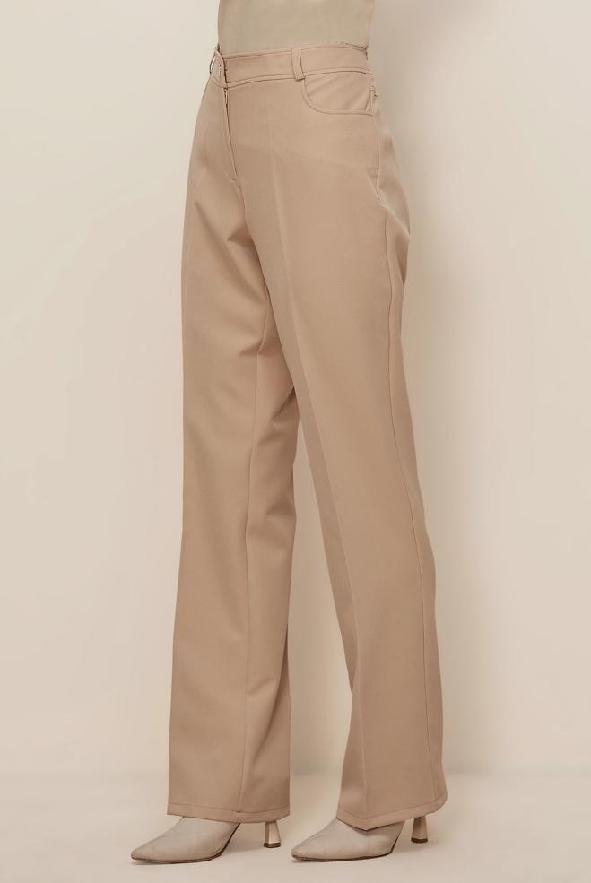 Tesettür giyim BEJ DÜZ PAÇA PANTOLON 70921 - ALVİNA