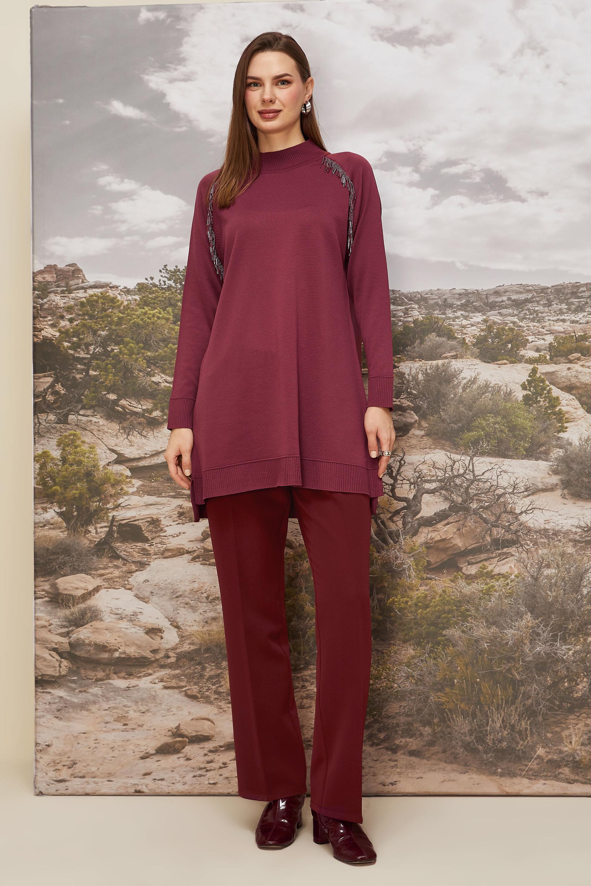 Tesettür giyim BORDO 70921 44102 PANTOLON 40-48 TEK38