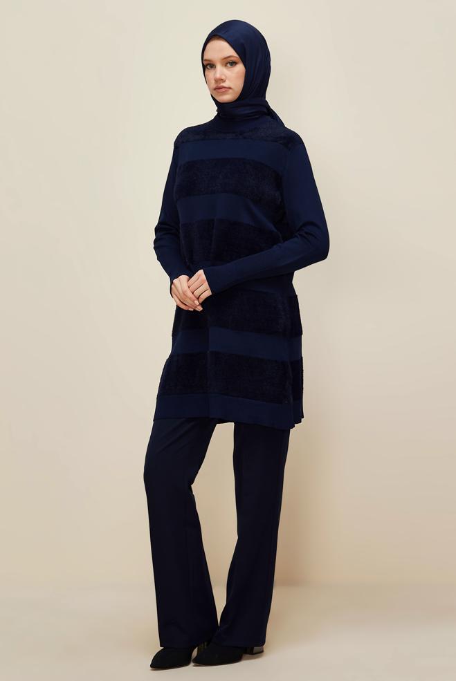 Vêtements hijab BLEU MARINE PANTALON COUPE DROITE 70921 - ALVİNA