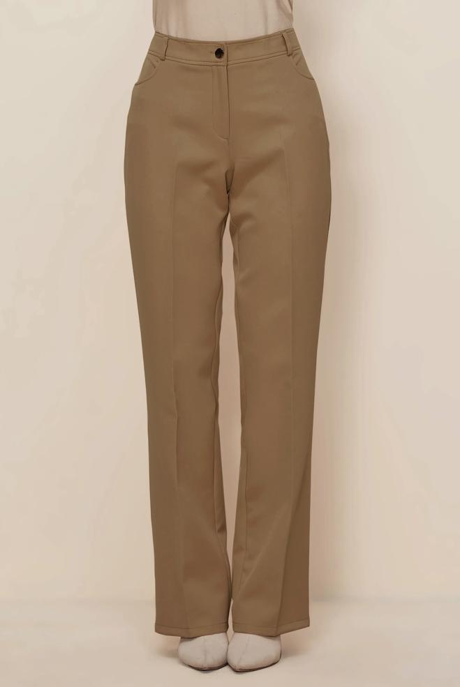 Tesettür giyim KAHVE DÜZ PAÇA PANTOLON 70921 - ALVİNA