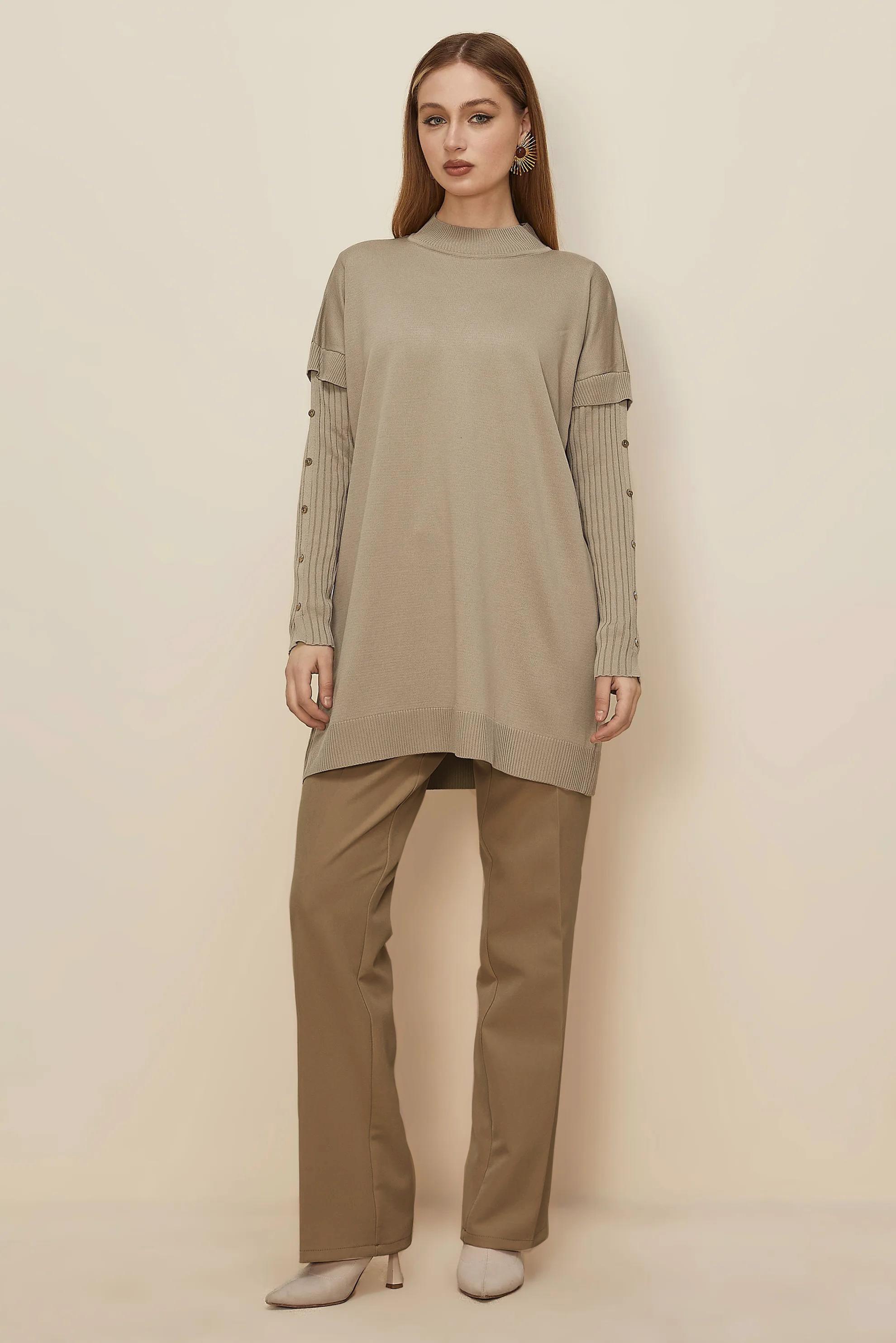 Tesettür giyim KAHVE DÜZ PAÇA PANTOLON 70921