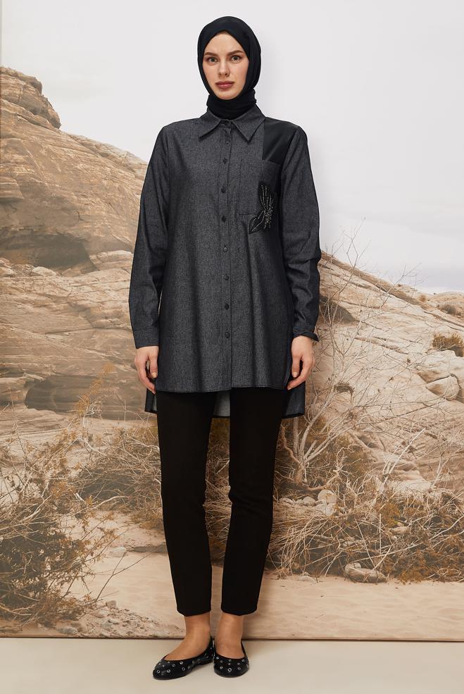 Tesettür giyim SİYAH BORU PAÇA PANTOLON 70922 - ALVİNA