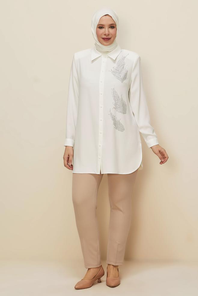 Vêtements hijab BEIGE PANTALON COUPE DROITE 70923 - ALVİNA