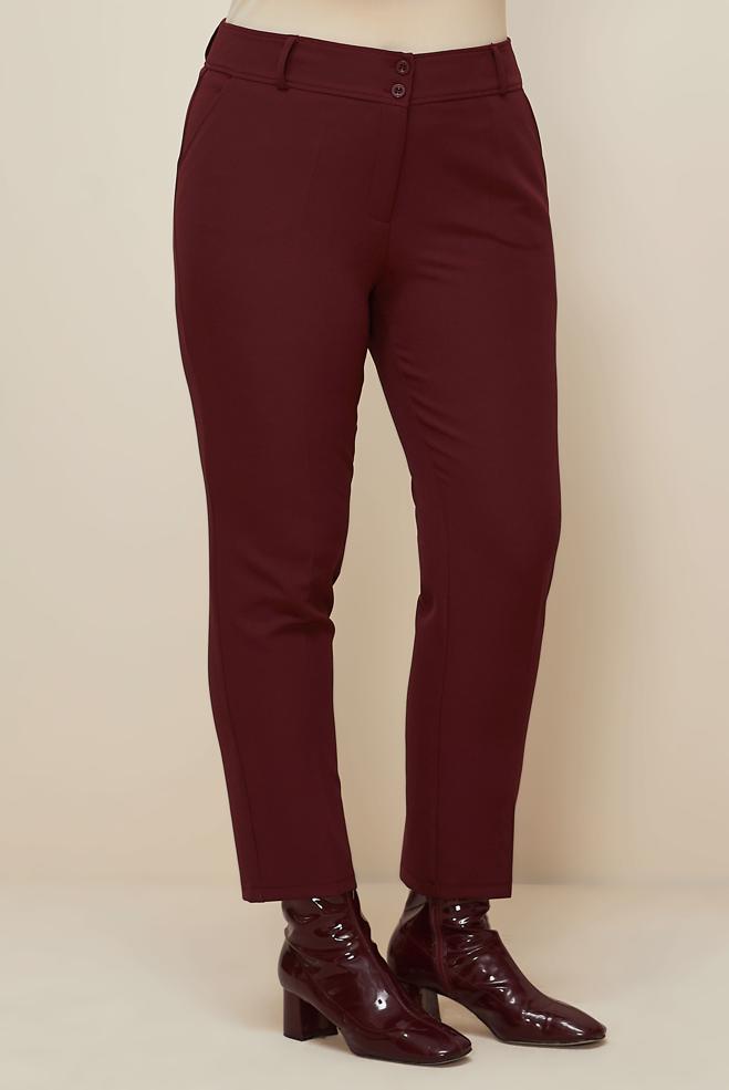 Vêtements hijab ROUGE BORDEAUX PANTALON COUPE DROITE 70923 - ALVİNA