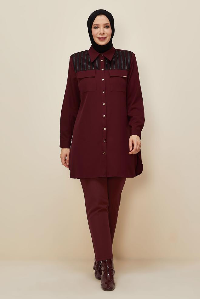 Vêtements hijab ROUGE BORDEAUX PANTALON COUPE DROITE 70923 - ALVİNA