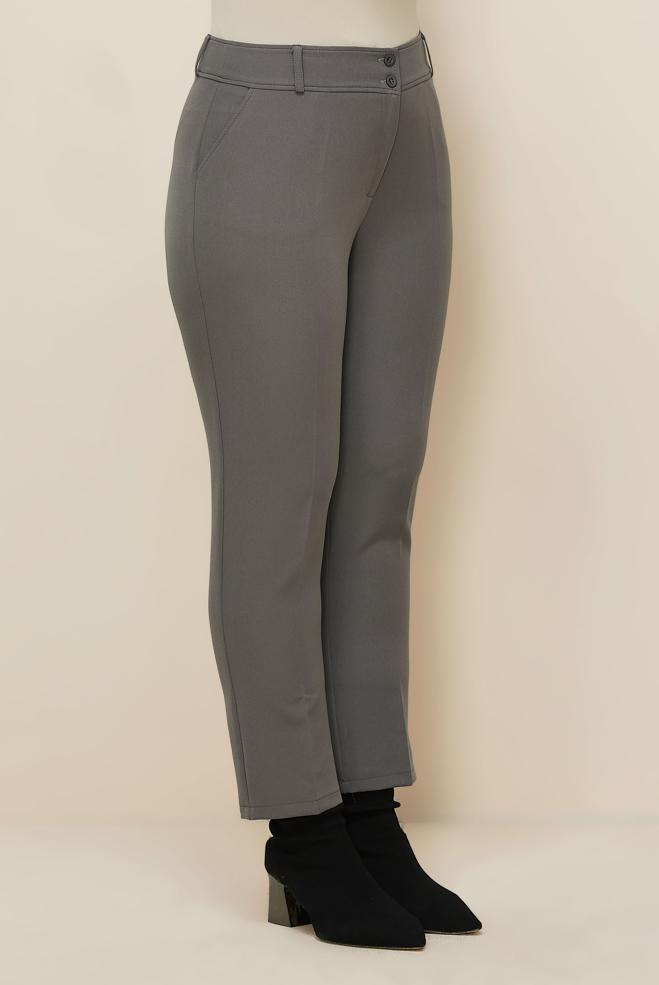 Vêtements hijab GRIS PANTALON COUPE DROITE 70923 - ALVİNA