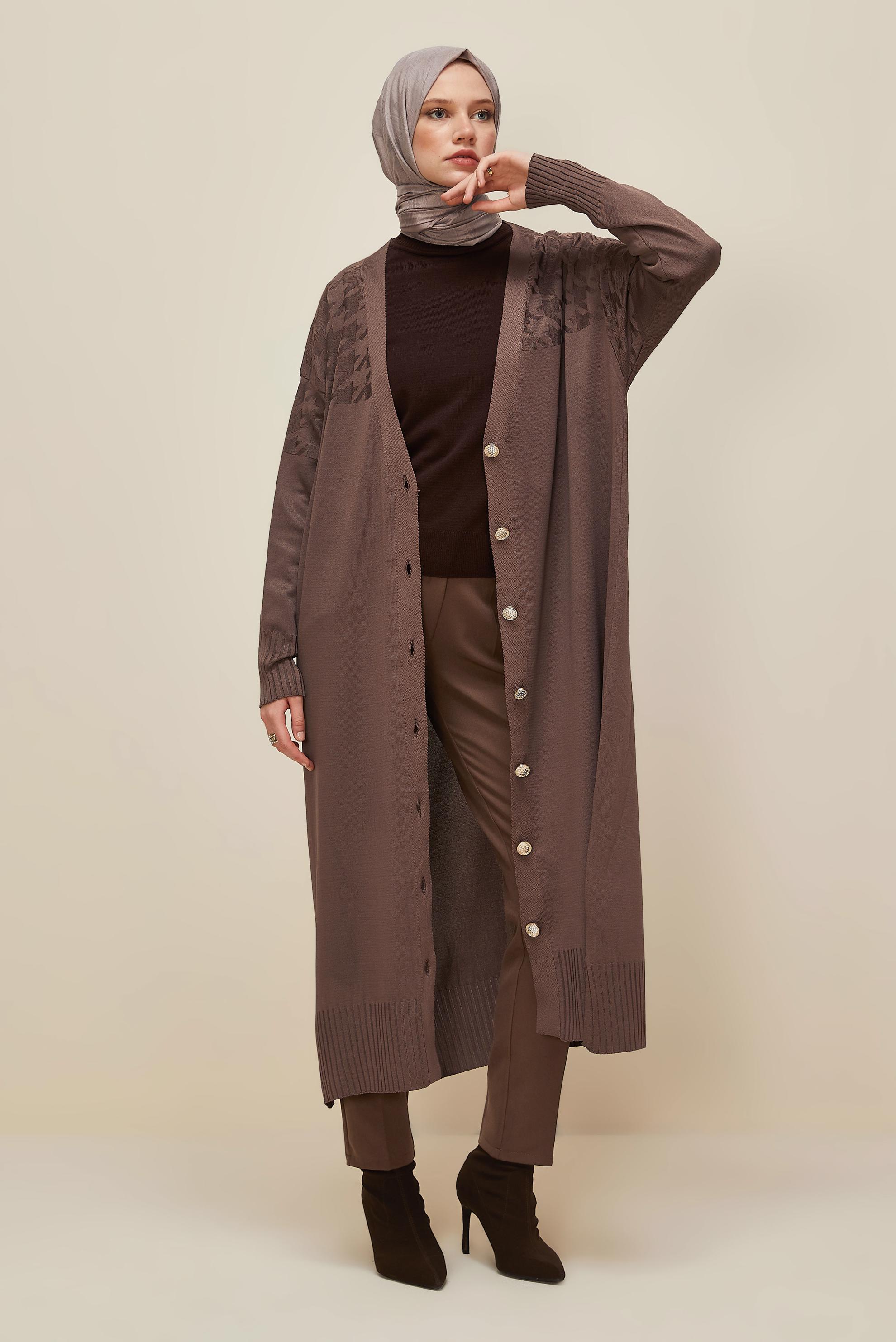 Tesettür giyim VİZON HAVUÇ KESİM PANTOLON 70925