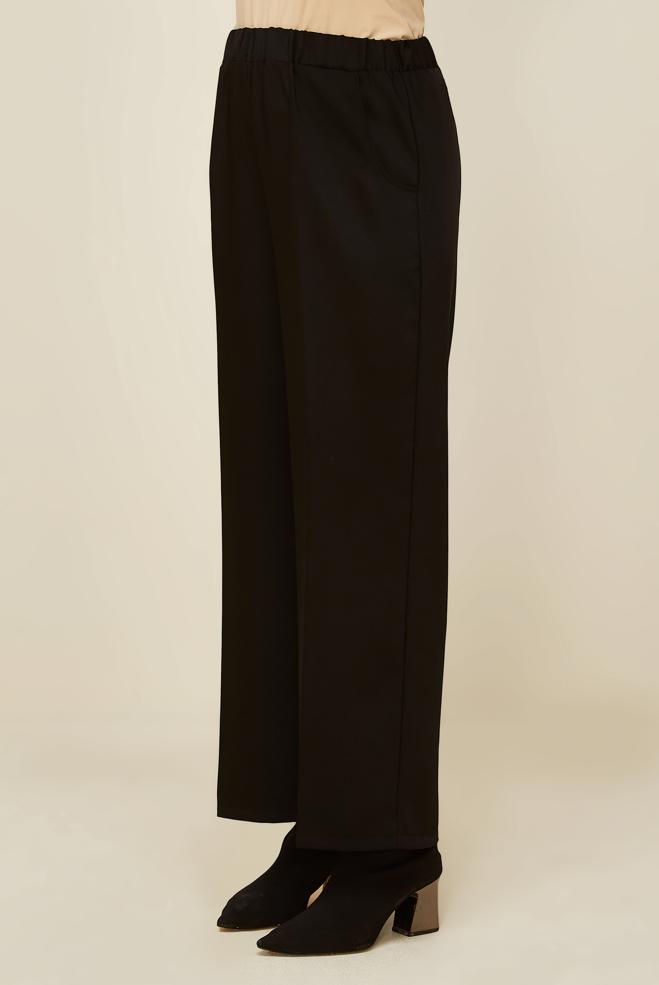 Hijab clothing BLACK ELASTIC WAIST PANTS 70926 - ALVİNA