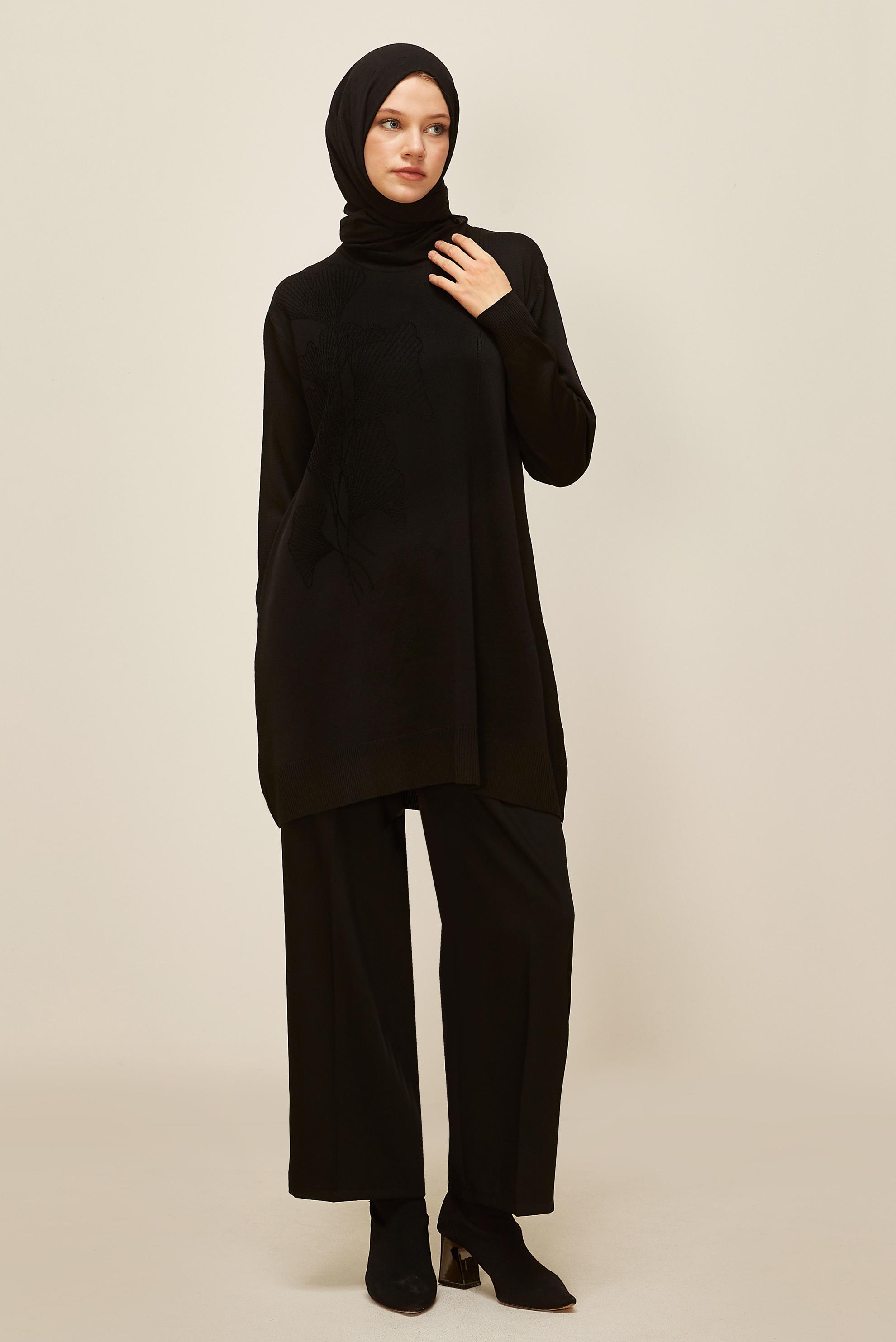 Tesettür giyim SİYAH BELİ LASTİKLİ PANTOLON 70926